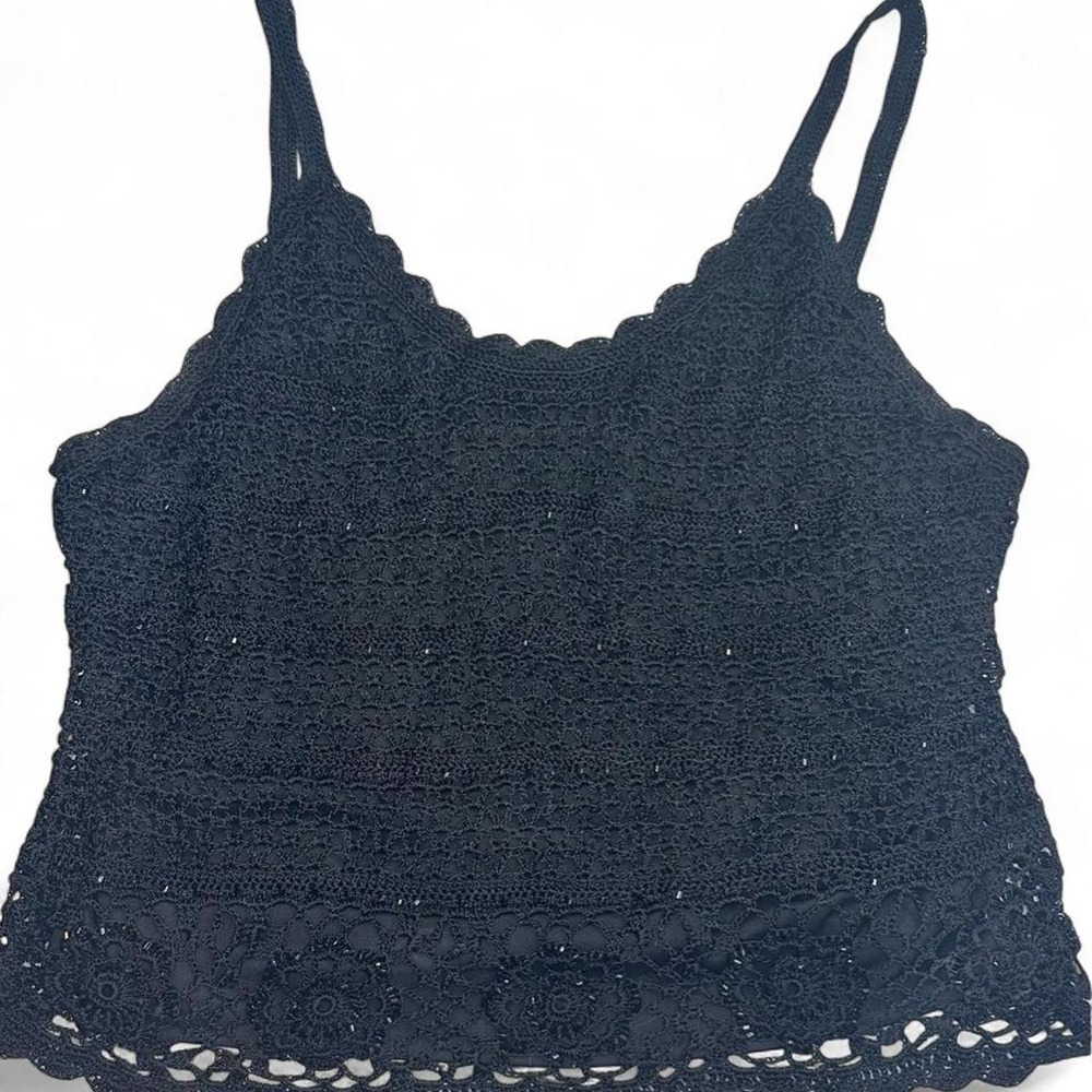 Black Market‎ Black lace cami top with beaded details